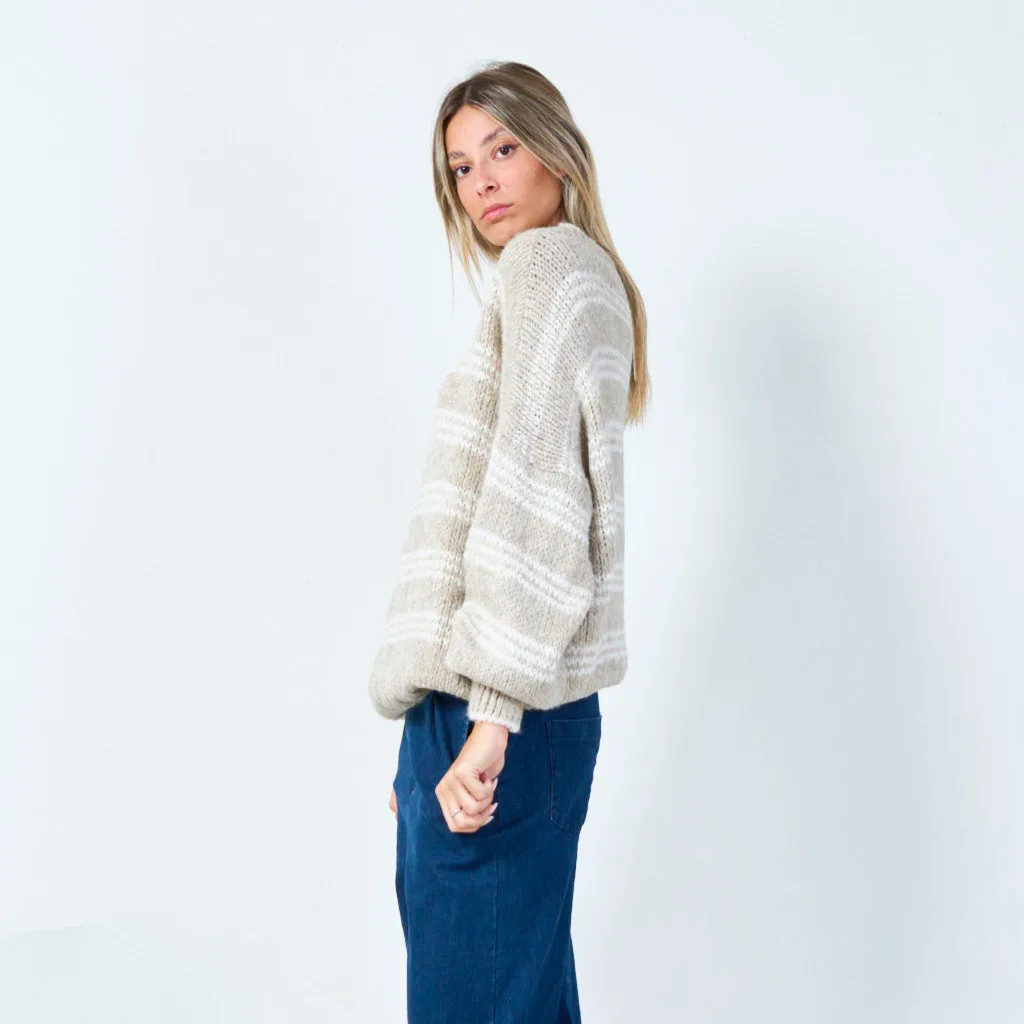 Cozy striped knit sweater wholesale