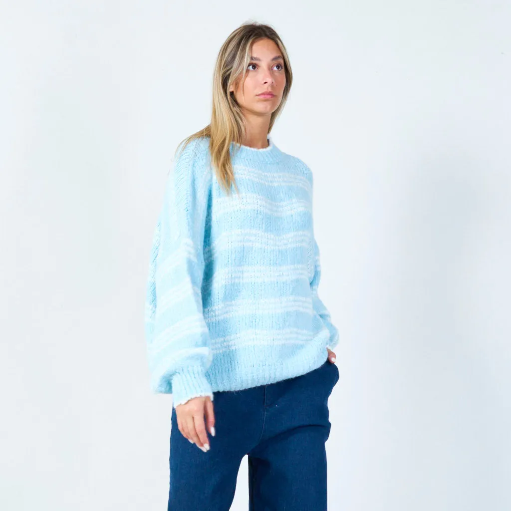 Cozy striped knit sweater wholesale