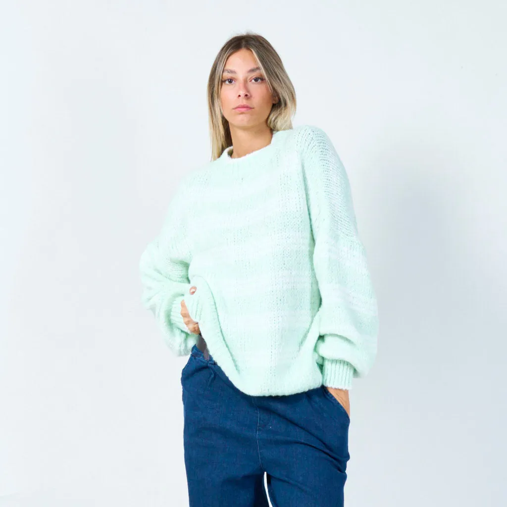 Cozy striped knit sweater wholesale