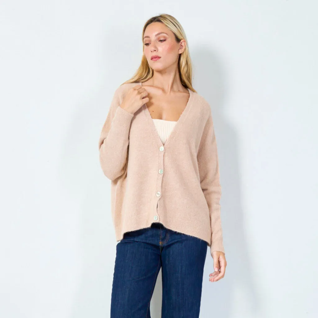 Cozy v-neck button cardigan wholesale