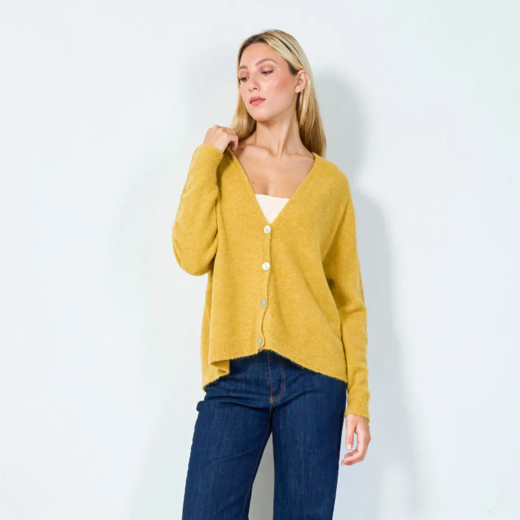 Cozy v-neck button cardigan wholesale