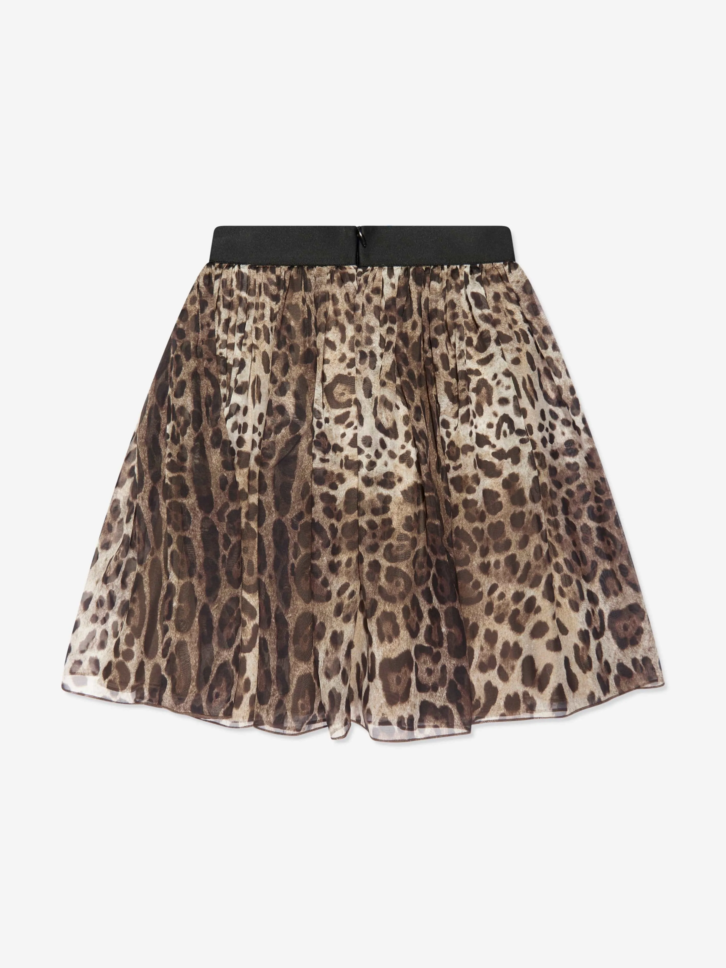 Dolce & Gabbana Girls Silk Midi Skirt in Leopard Print