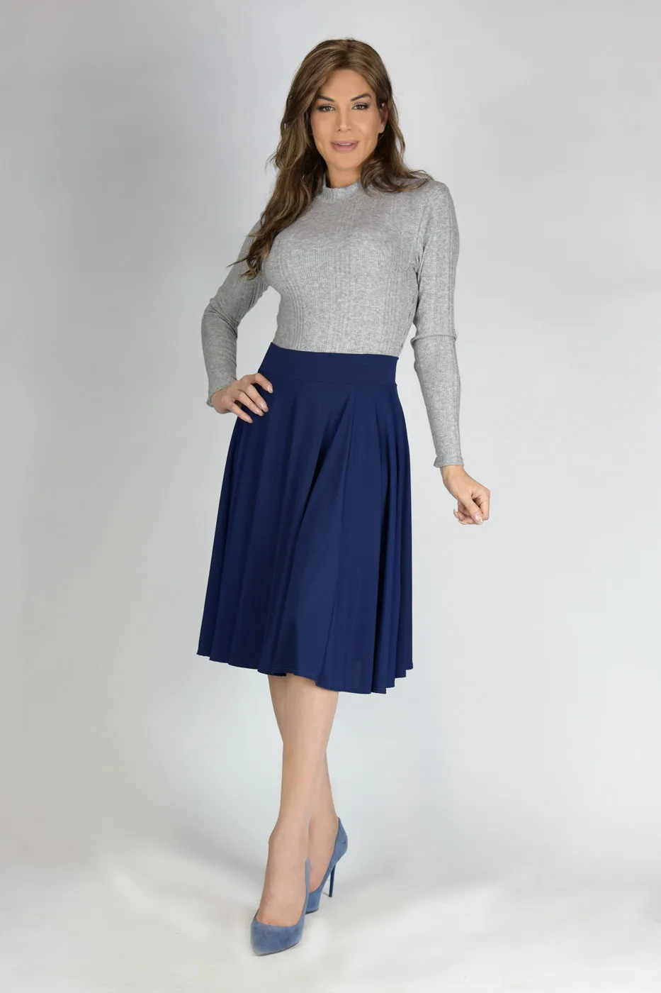 En Femme Flowing Swing Midi Skirt