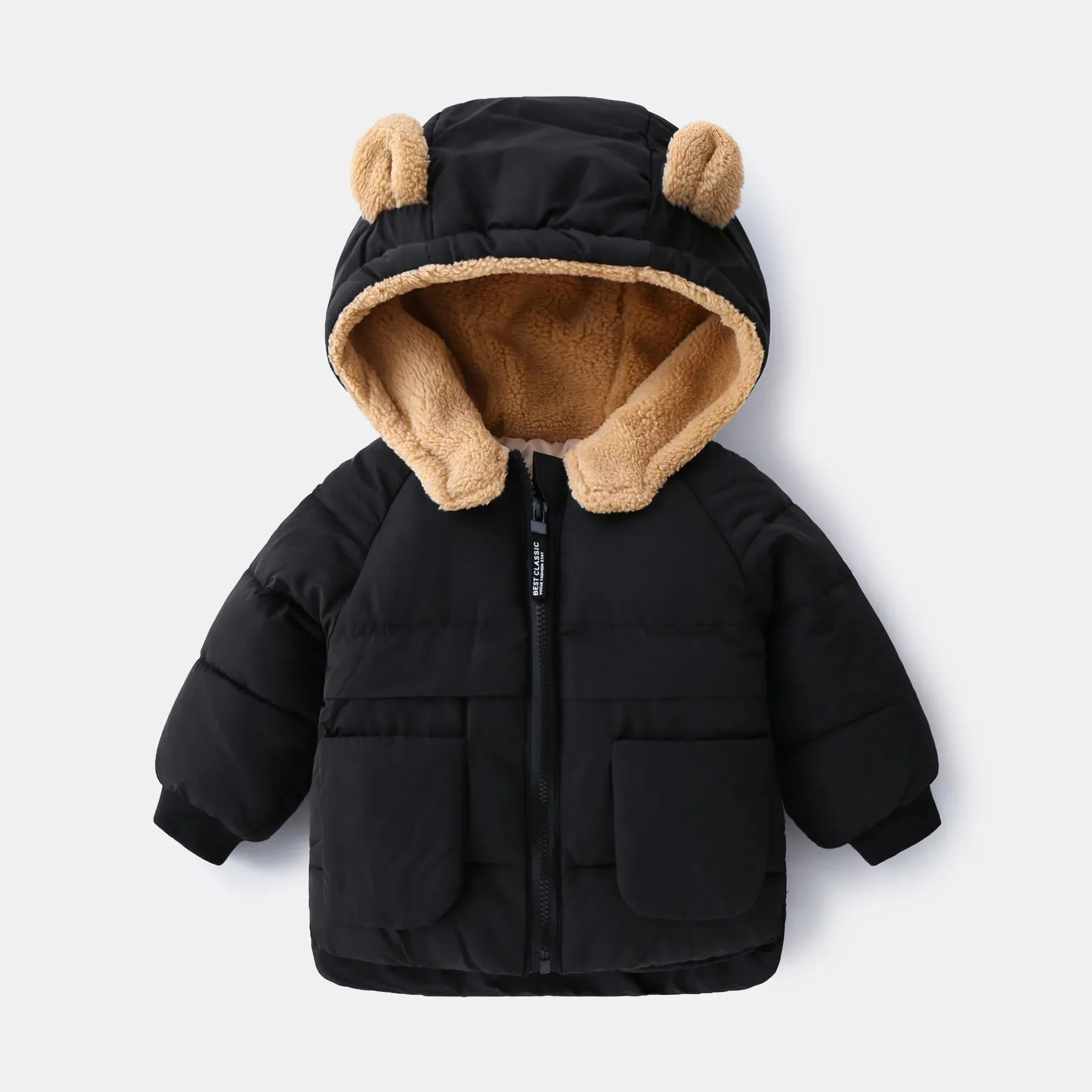 Fall Winter Children Boy Parkas Cartoon Bear Ears Little Girl Jacket Coat 1-6 Years Kids Boy Outerwear Outfit