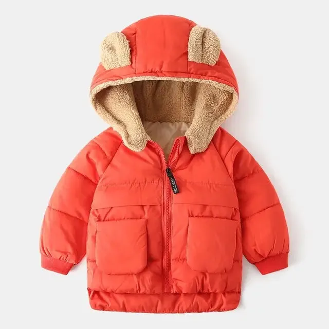 Fall Winter Children Boy Parkas Cartoon Bear Ears Little Girl Jacket Coat 1-6 Years Kids Boy Outerwear Outfit