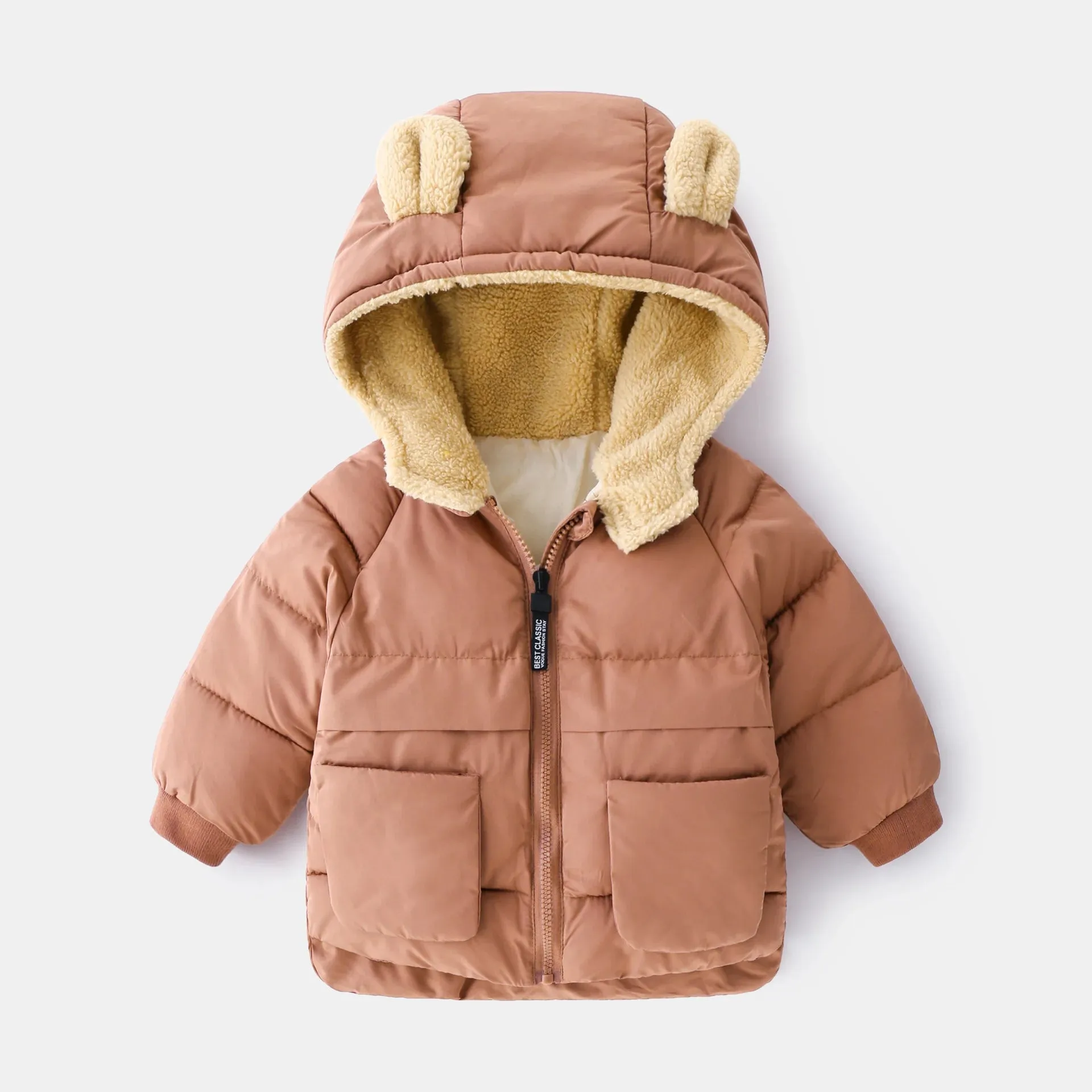 Fall Winter Children Boy Parkas Cartoon Bear Ears Little Girl Jacket Coat 1-6 Years Kids Boy Outerwear Outfit