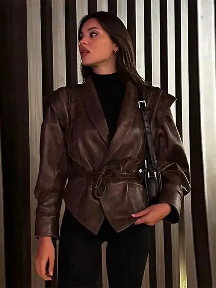 Faux Leather Jacket with Teddy Fur Lined