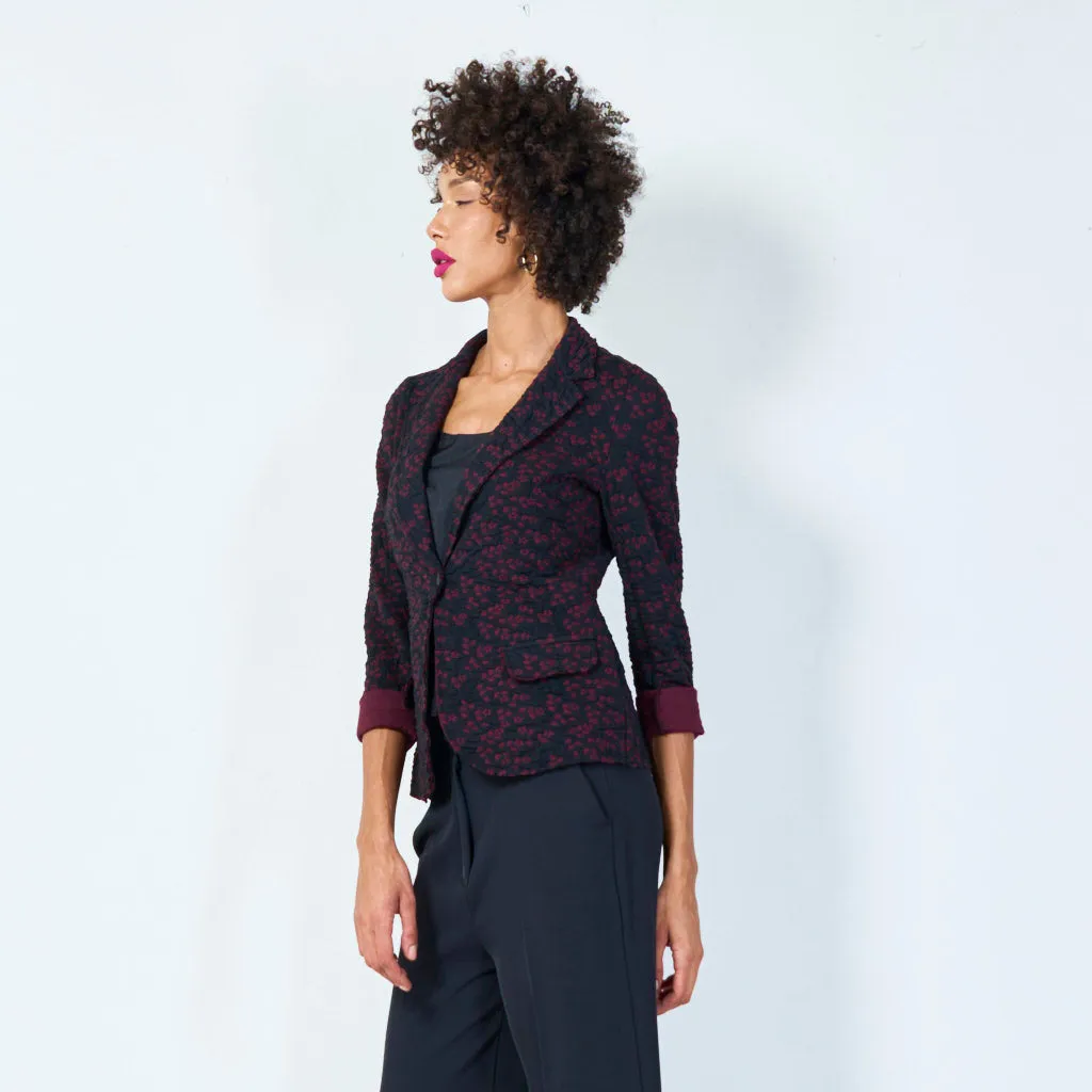 Floral print blazer with rolled cuffs wholesale