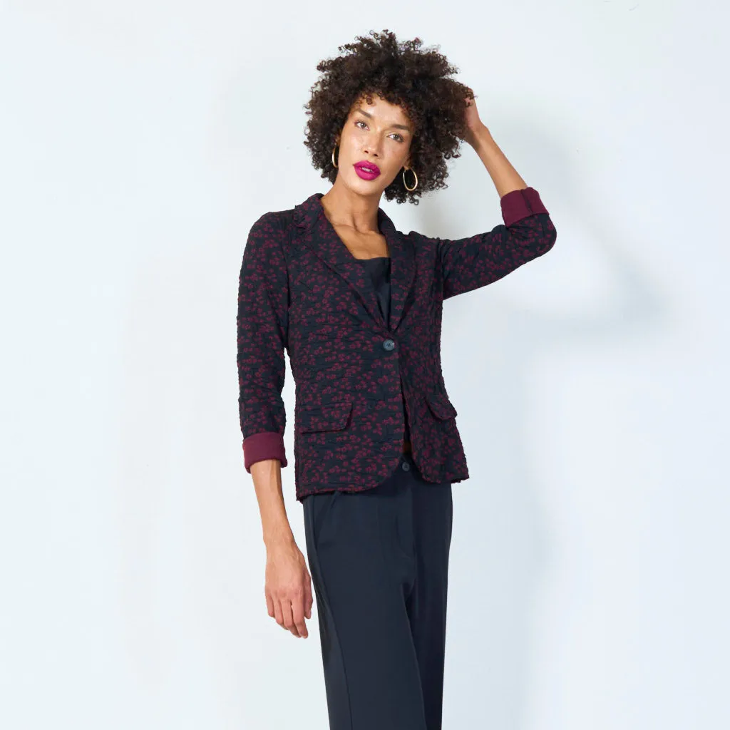 Floral print blazer with rolled cuffs wholesale