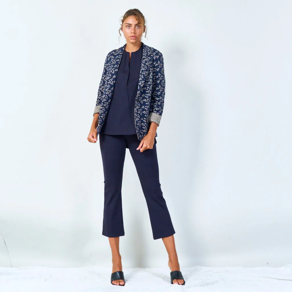 Floral print blazer with rolled cuffs wholesale