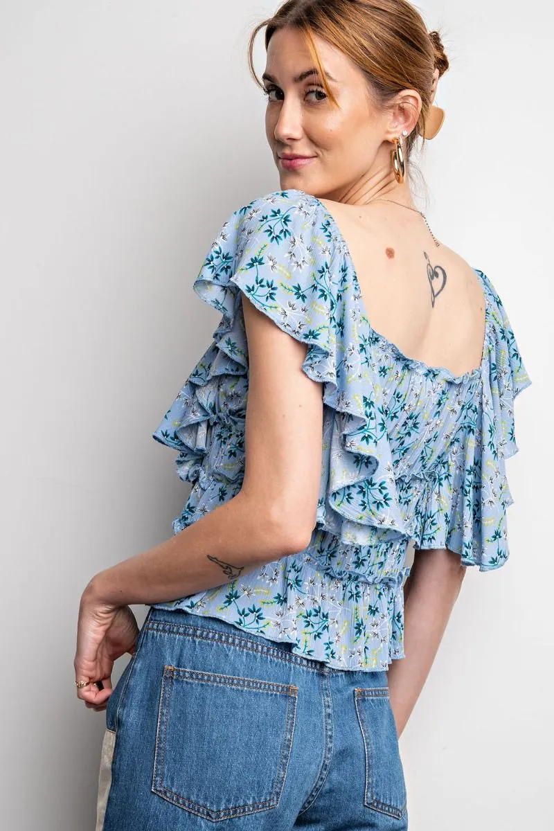 Floral Ruffle Top