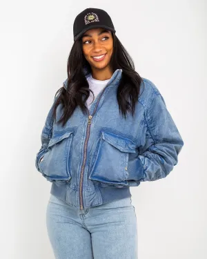 Flying High Bomber Jacket in Denim Grey