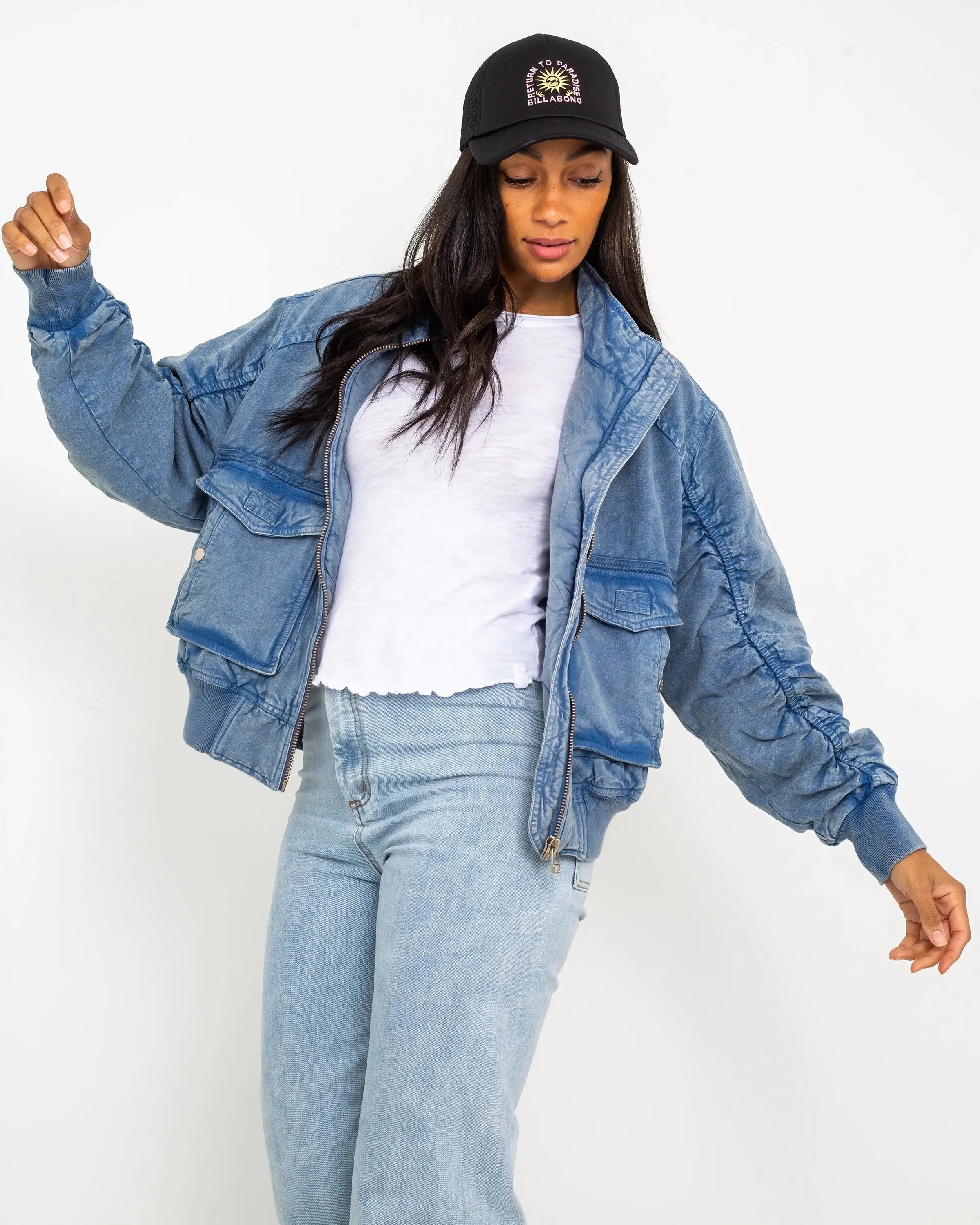 Flying High Bomber Jacket in Denim Grey