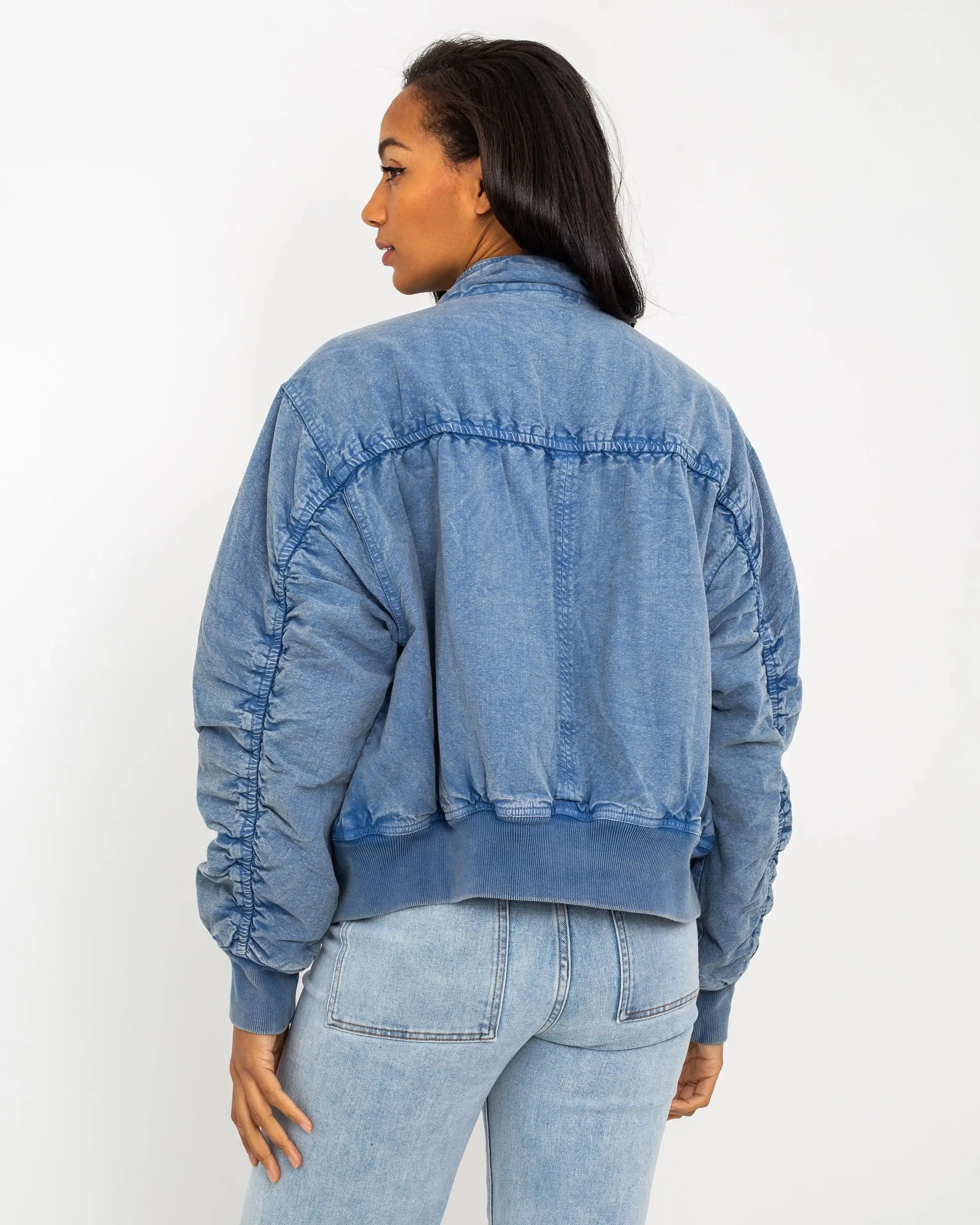 Flying High Bomber Jacket in Denim Grey