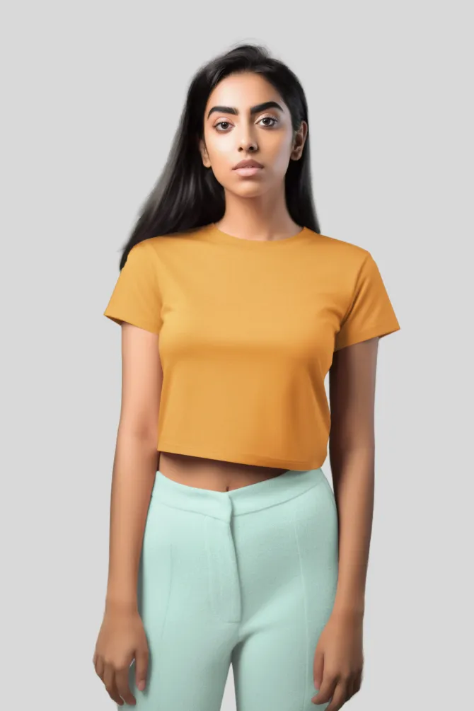 Golden Yellow Crop Tops for women