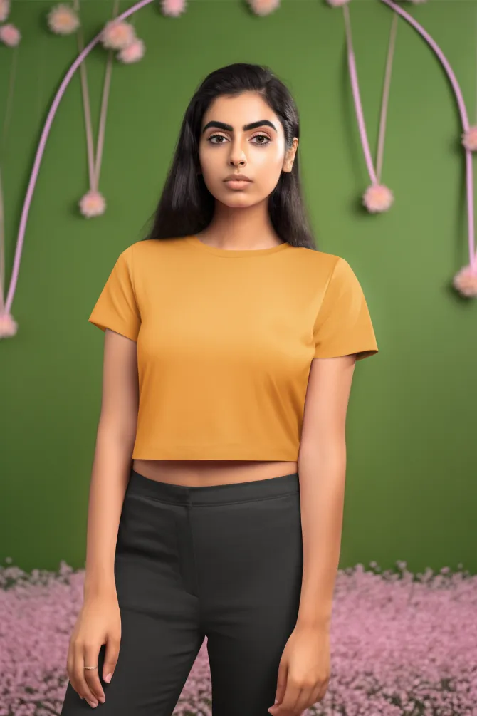 Golden Yellow Crop Tops for women