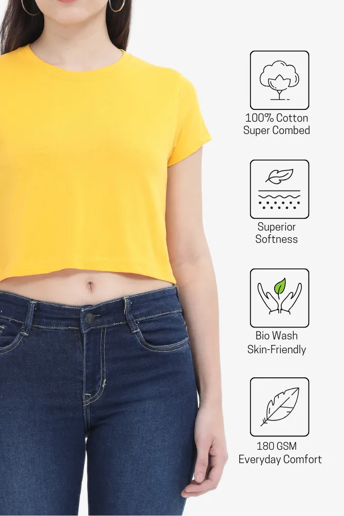 Golden Yellow Crop Tops for women