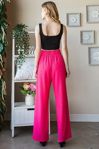 Heimish Watermelon Pink Front Tie Pants with Paperbag Waistband