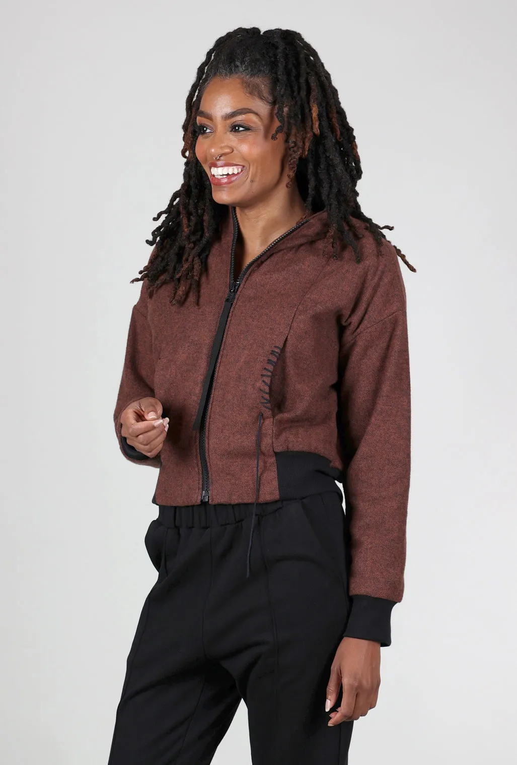 Helma Flannel Padded Jacket, Dark Terracotta