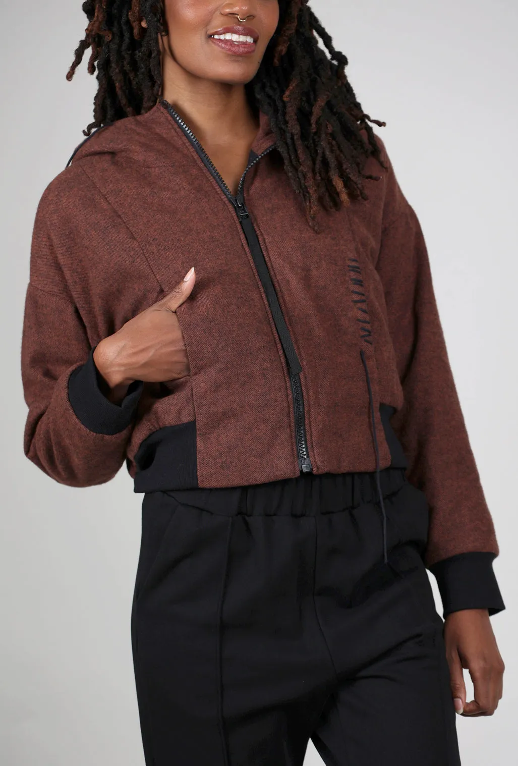 Helma Flannel Padded Jacket, Dark Terracotta