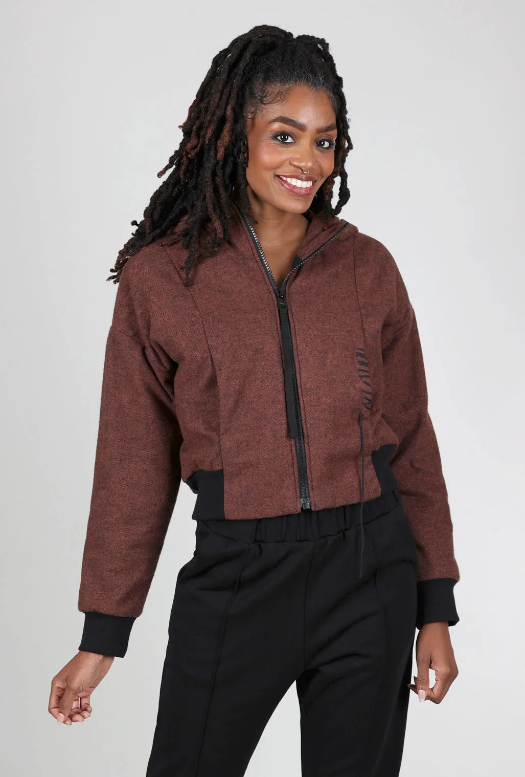 Helma Flannel Padded Jacket, Dark Terracotta