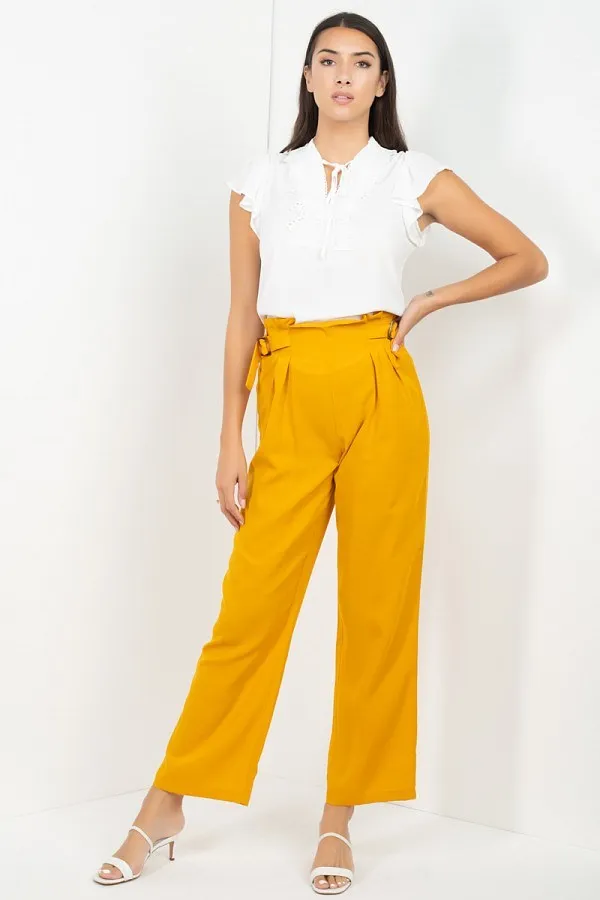 High Waist Paperbag Wide Pants - 2 colors