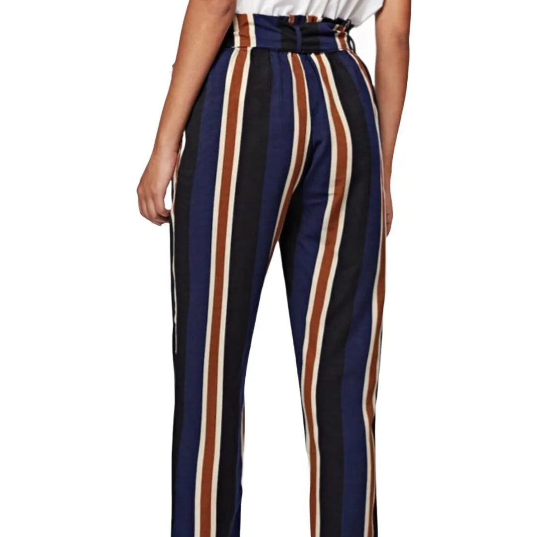 High Waisted Elongated Bold Striped Pants