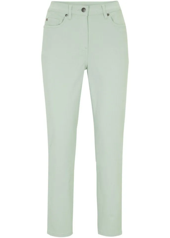 High-waisted trousers 7/8 Bpc Bonprix Collection, green