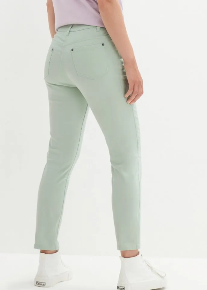 High-waisted trousers 7/8 Bpc Bonprix Collection, green