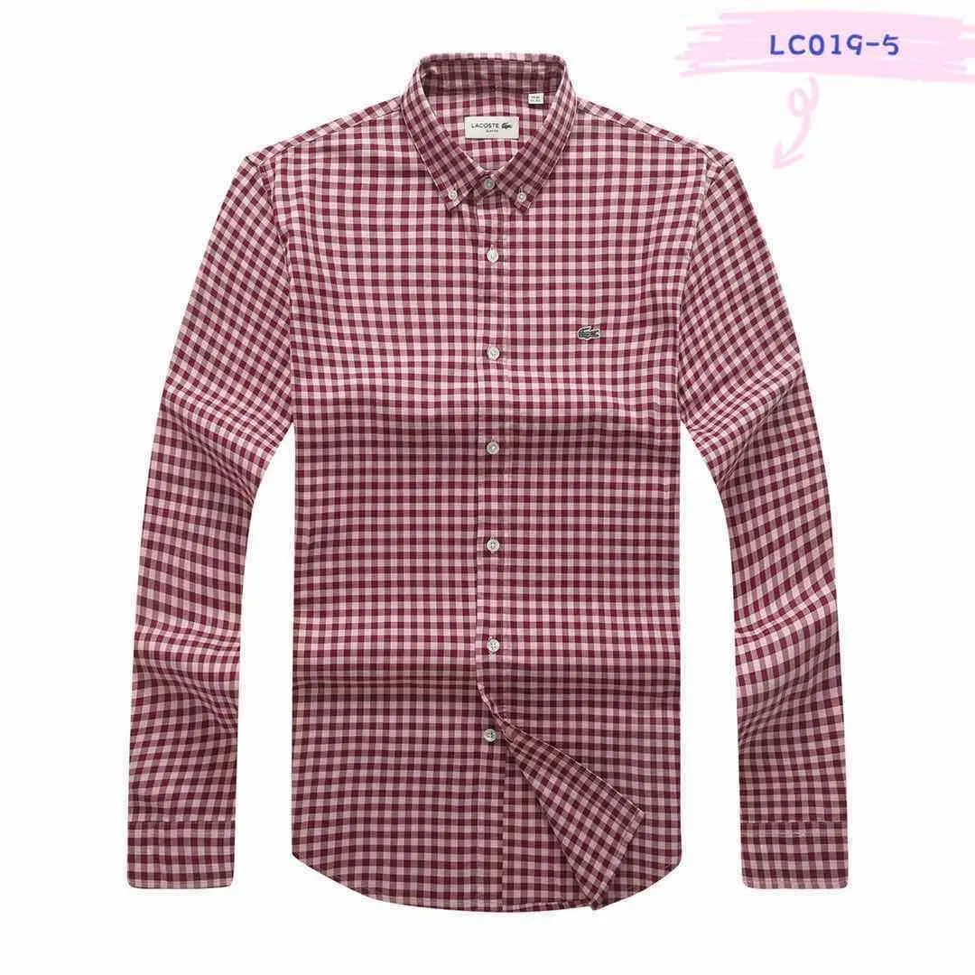 Lacoste Gingham Cotton Long Sleeve Shirt- Brown