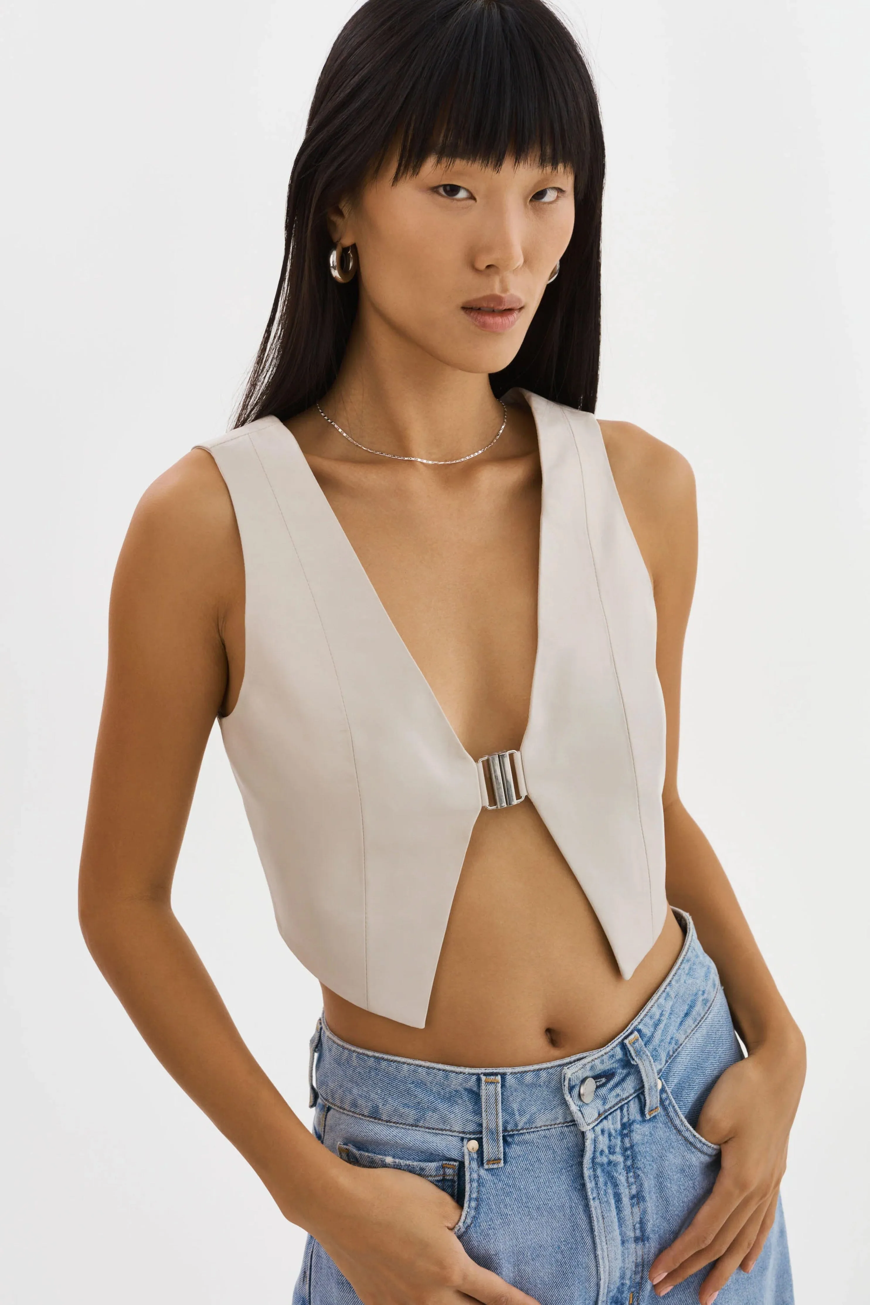 LAMARQUE | Estrella Leather Vest Top - Bone