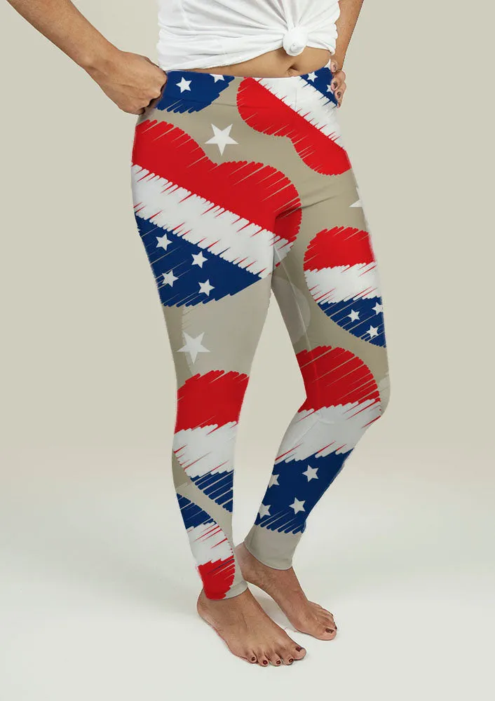 Leggings with American Independence Day Pattern