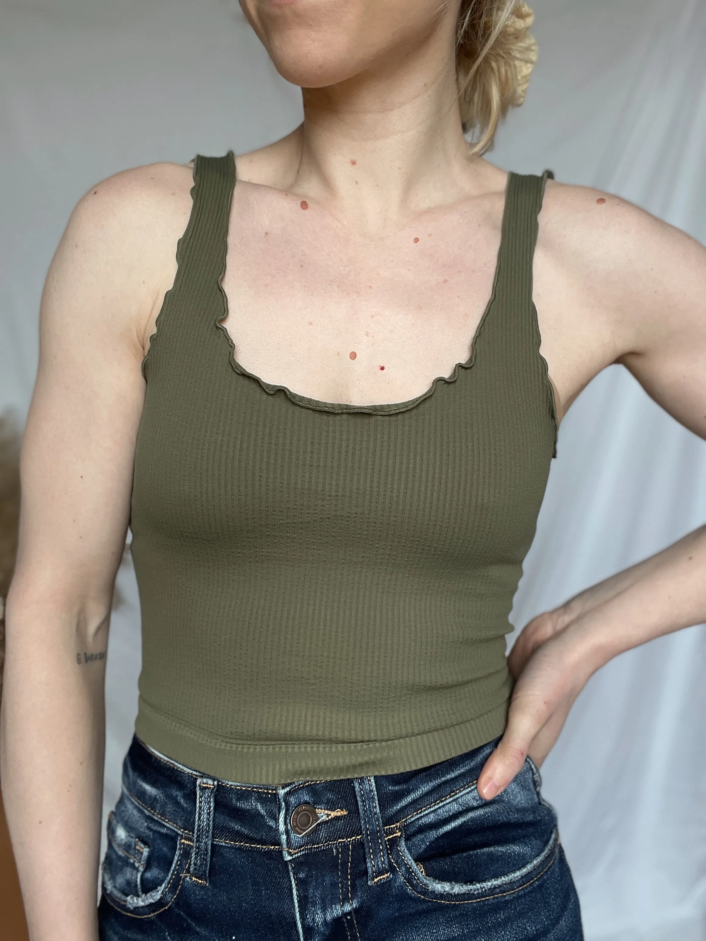 Lettuce Edge Ribbed Crop Top - 4 colors