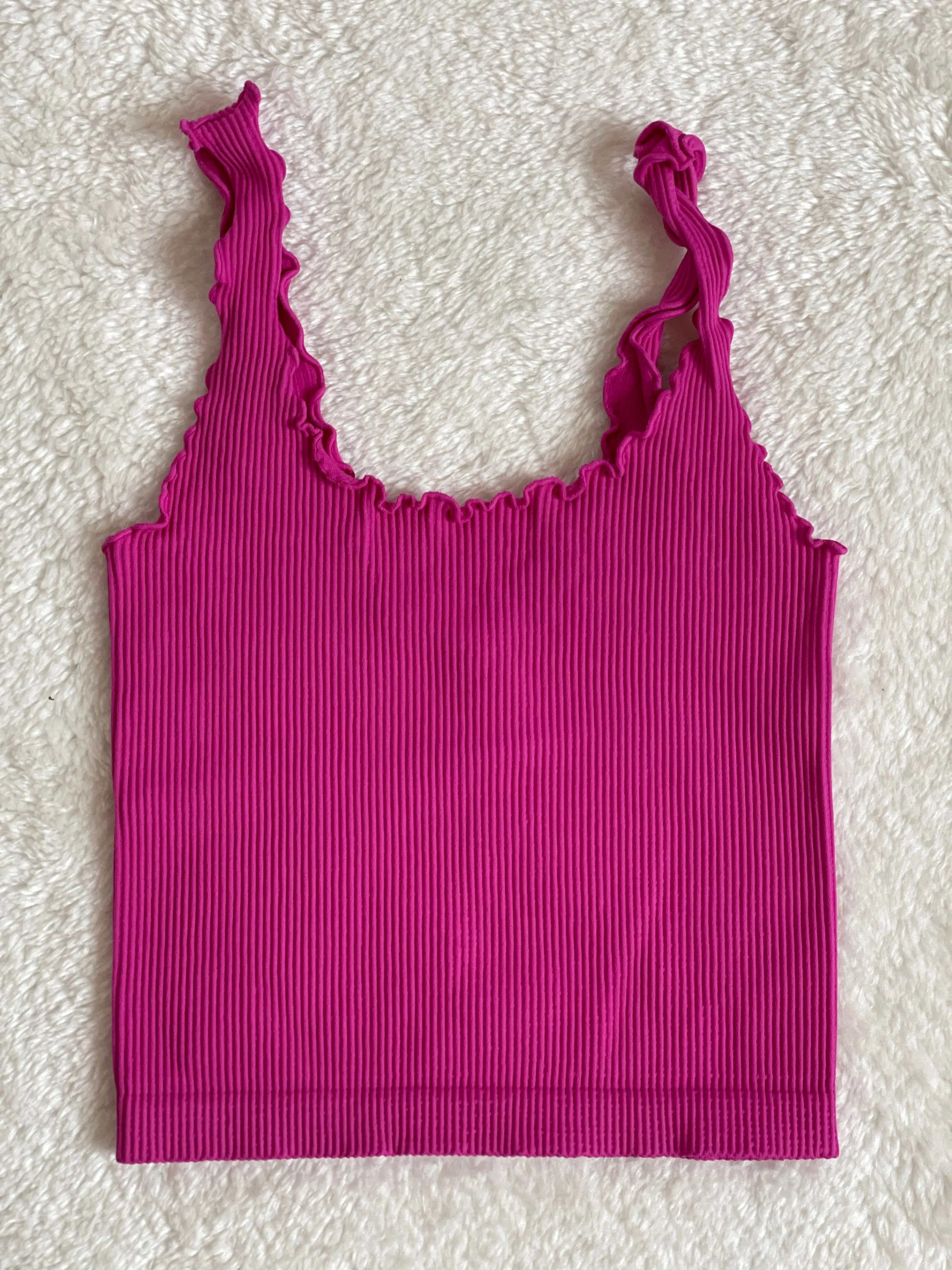 Lettuce Edge Ribbed Crop Top - 4 colors