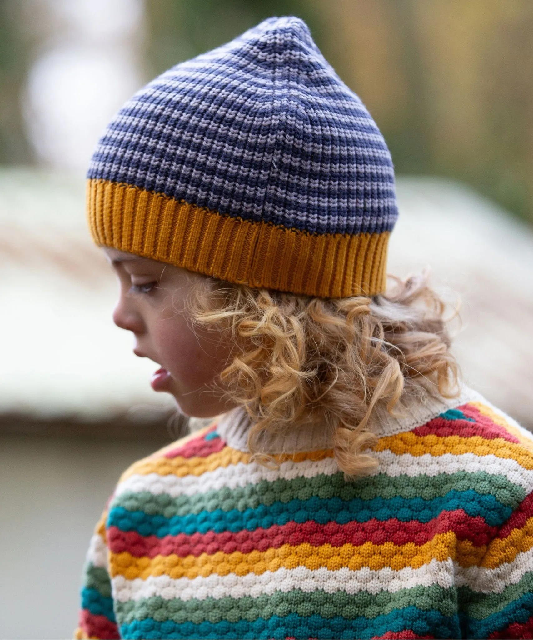 LGR From One To Another Honeycomb Rainbow Striped Knitted Jumper