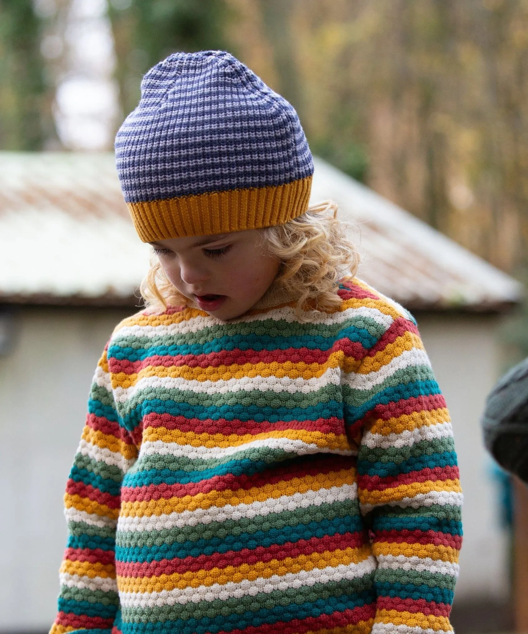 LGR From One To Another Honeycomb Rainbow Striped Knitted Jumper