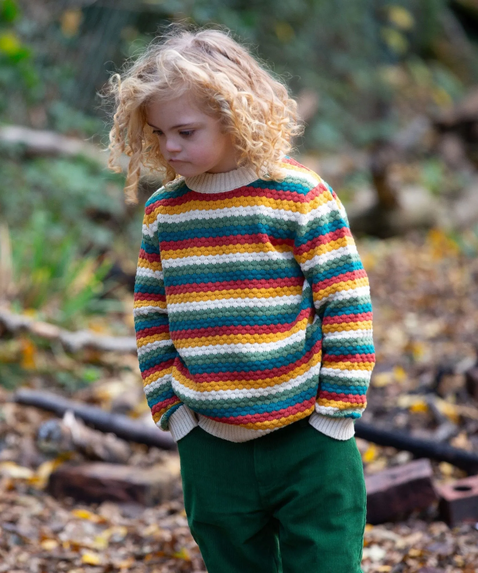 LGR From One To Another Honeycomb Rainbow Striped Knitted Jumper