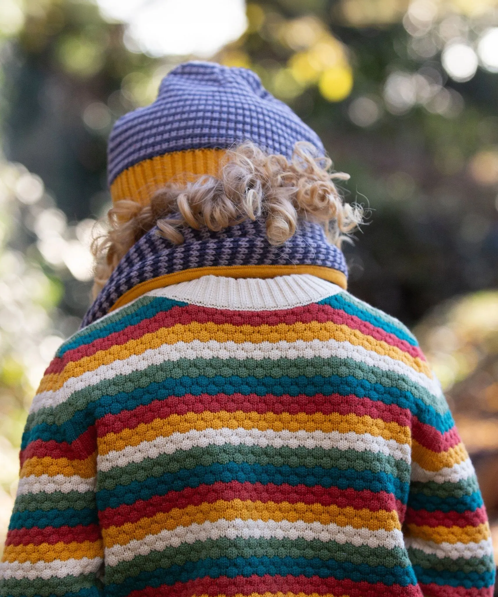 LGR From One To Another Honeycomb Rainbow Striped Knitted Jumper