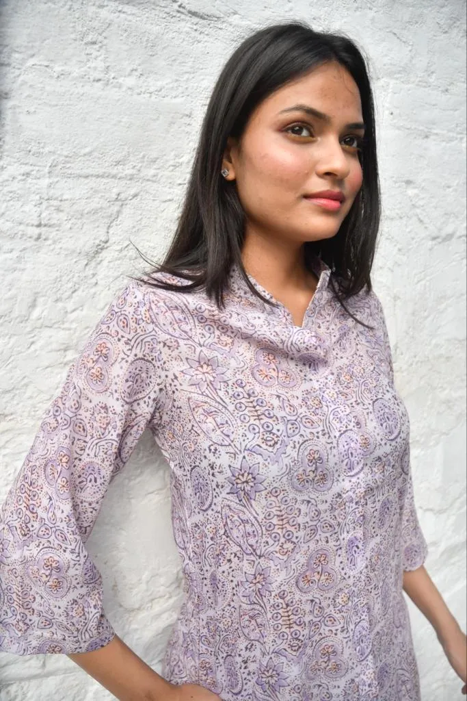 Lilac Floral Co-ord Set: Effortless Style, Jaipur Hand Block Print