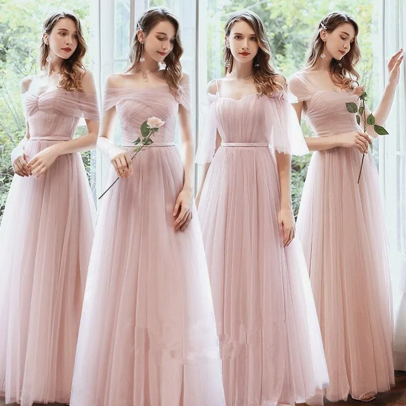 Long Mismatched Elegant Bridesmaid Dresses