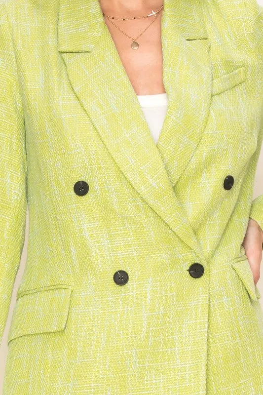 Long-Sleeve Double-Breasted Blazer