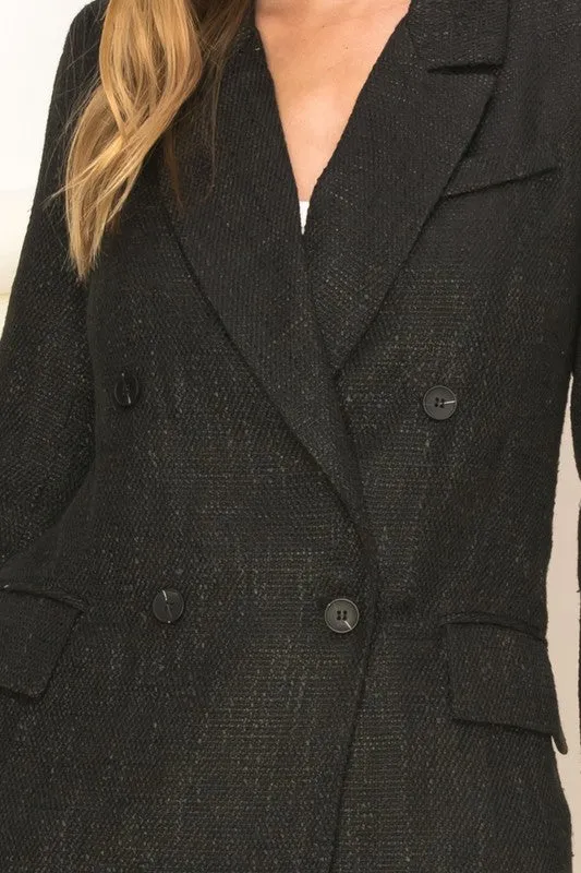 Long-Sleeve Double-Breasted Blazer