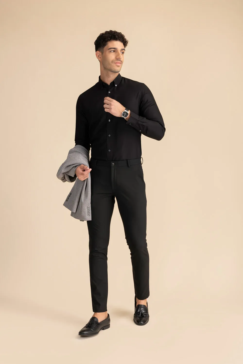 Luxe Black Solid Shirt