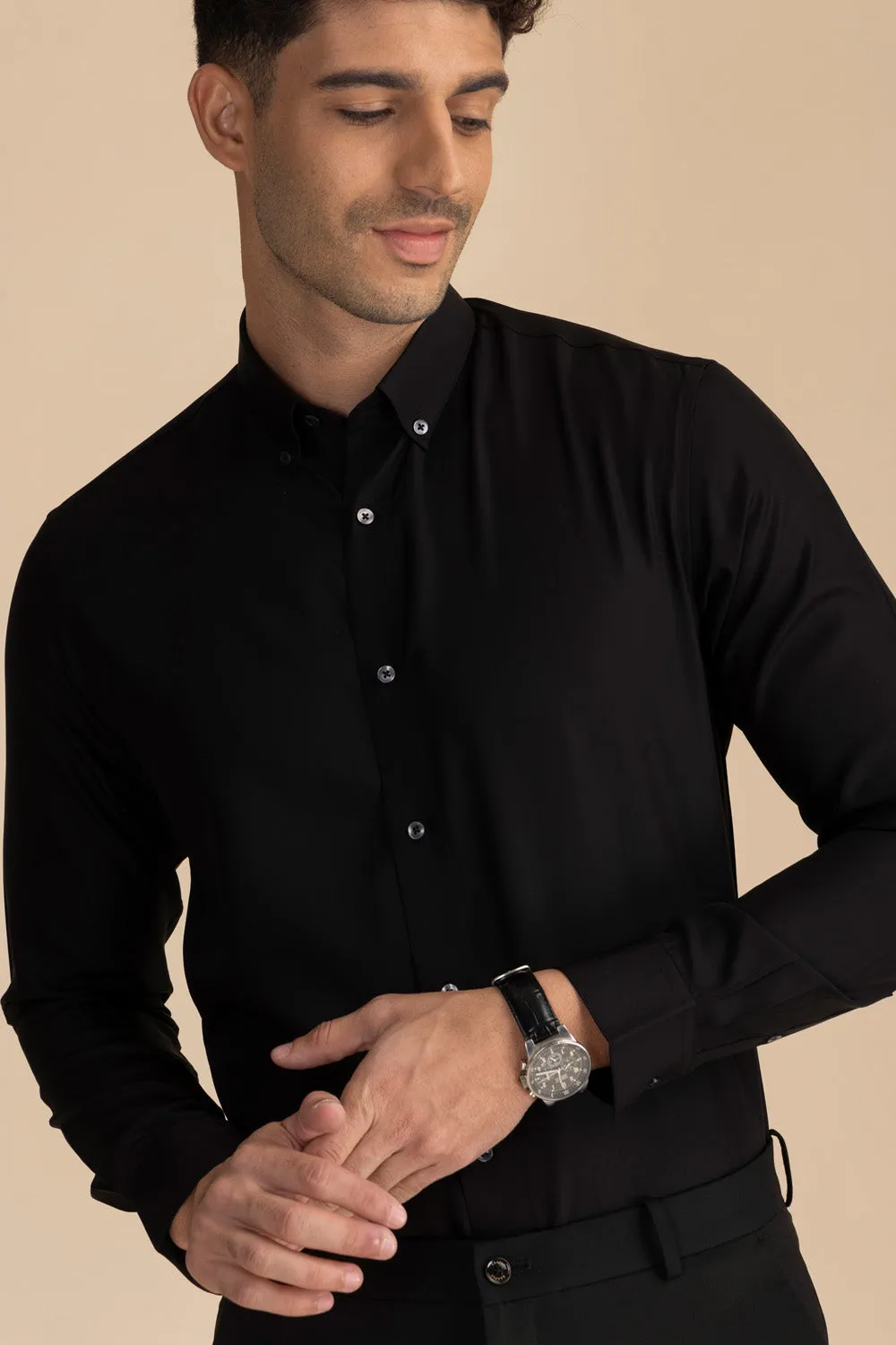 Luxe Black Solid Shirt