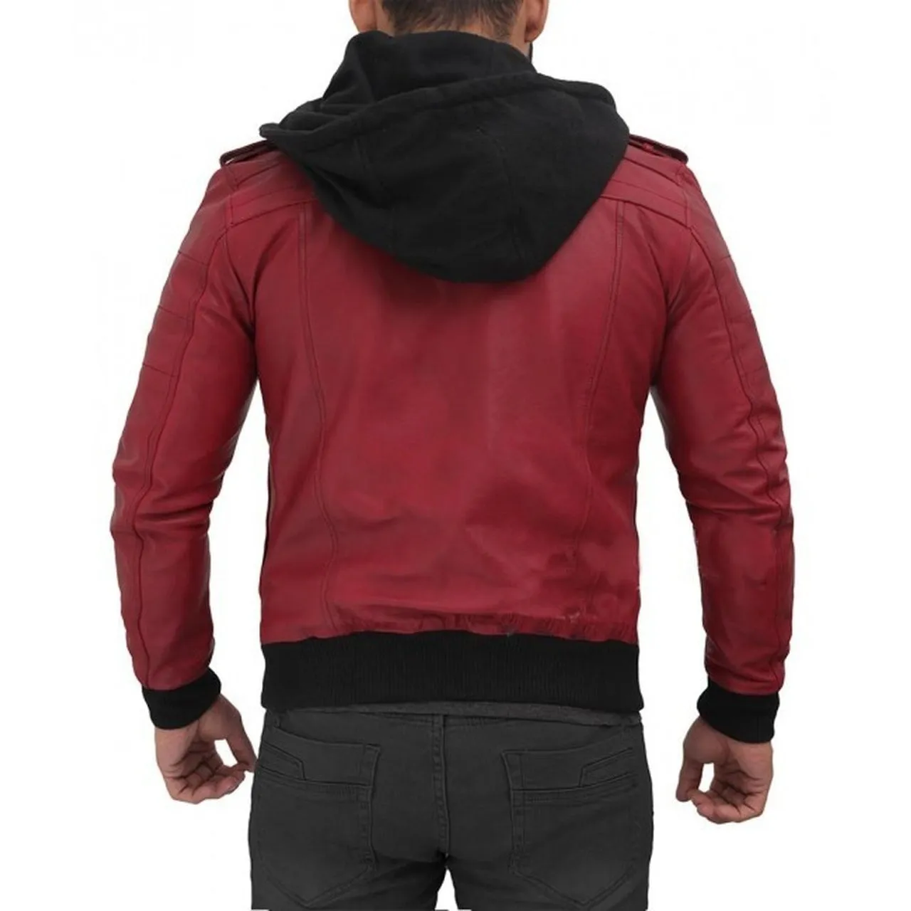 Maroon Hooded Bomber Jacket