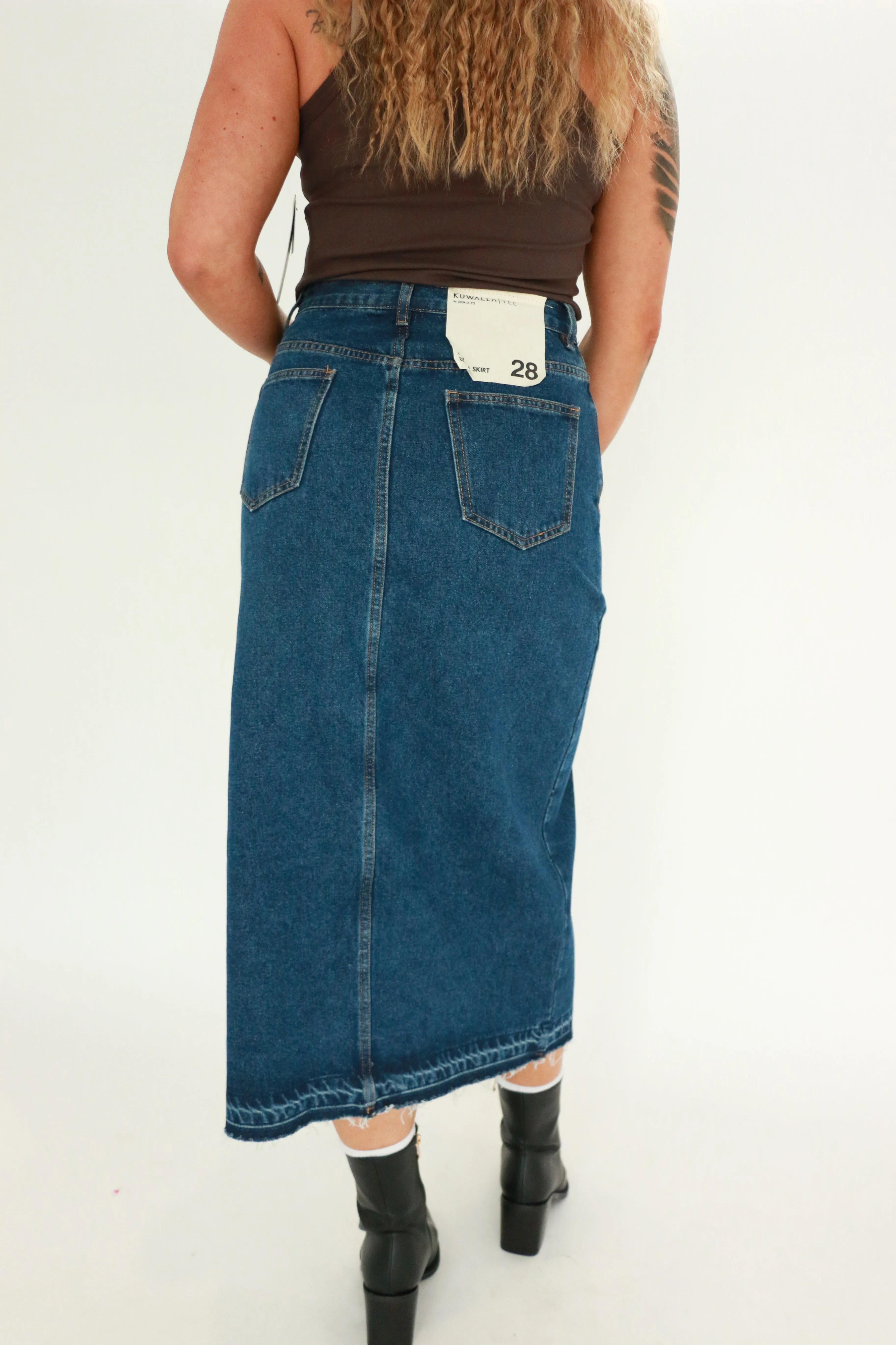 Midi Denim Skirt | Dark Blue