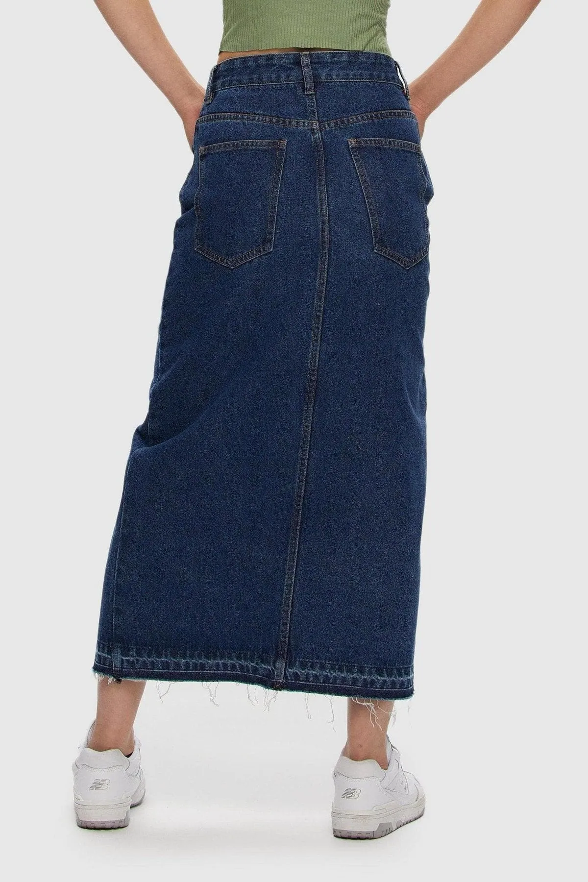 Midi Denim Skirt | Dark Blue