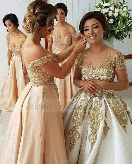 off the shoulder bridesmaid dresses, elegant beading bodice evening party dresses, a line satin prom dresses