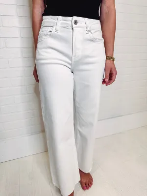 Olivia High Rise Crop Wide Leg Denim-- White