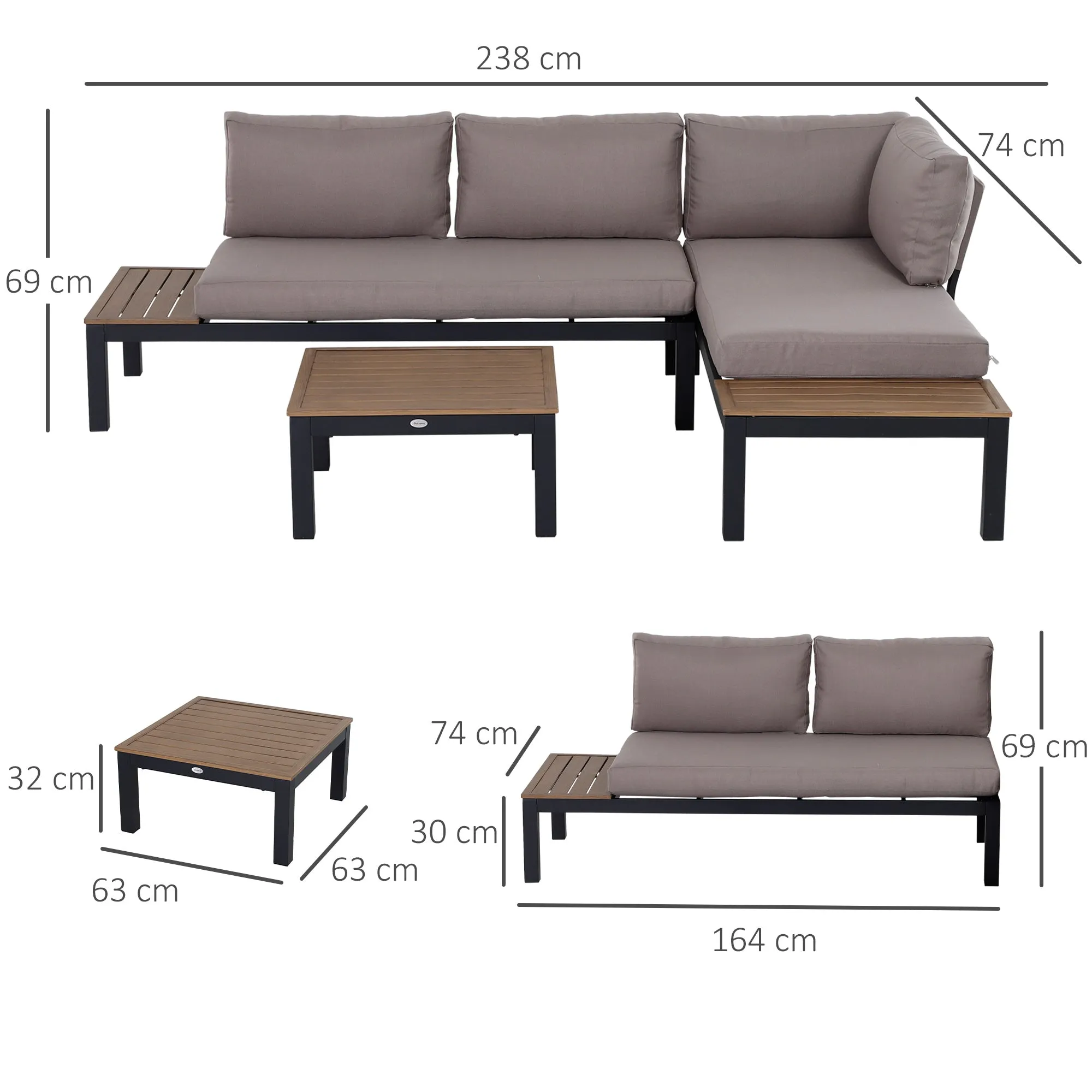 Outsunny 3 Pieces Garden Furniture Sets